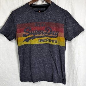 Superdry Men M Vintage Logo Cali Stripe Tee Shirt Cotton Short Sleeve Retro Top